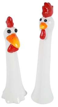 2er Set Lustige Zaunhocker verrückte Hühner ca. 39 cm - Gartendekoration